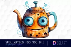 Watercolor Teapot Cartoon Face PNG Clipart Product Image 1