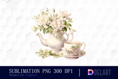 Watercolor Vintage Tea Cup Party PNG Clipart Product Image 1