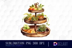 Watercolor Wood Tiered Tray PNG Clipart Product Image 1