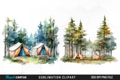 Watercolor Night Tents Design Clipart Product Image 1