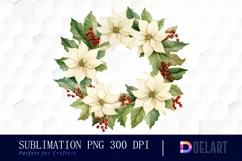 Watercolor White Poinsettia Christmas Clipart Fun Product Image 1