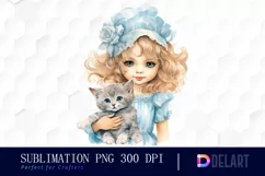 Watercolor Vintage Cute Baby Girl With Sublimation Art Product Image 1