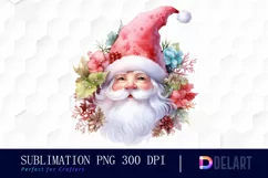 Watercolor Santa Summer Clipart, PNG Product Image 1