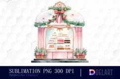 Watercolor Christmas Dessert Shop Clipart, Illustration PNG Product Image 1