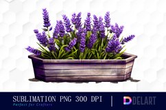 Lavender in Wooden Water Trough PNG Clipart Product Image 1