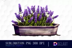 Lavender in Wooden Water Trough PNG Clipart Product Image 1