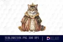 Watercolor Fairytale Cat Clipart, Sublimation Art Product Image 1