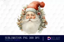 Watercolor Pastel Santa Claus Clipart, Sublimation Art Product Image 1
