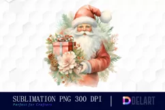 Watercolor Pastel Santa Claus Clipart, Sublimation Art Product Image 1