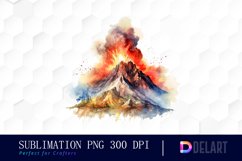 Watercolor Volcano Sublimation Clipart Product Image 1