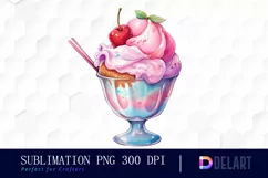 Watercolor Pastel Ice Cream Sundae PNG Clipart Product Image 1