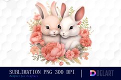 Watercolor Valentine Rabbit Clipart, Sublimation Art Product Image 1