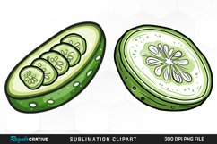 Cucumber Slice Watercolor Clipart Product Image 1
