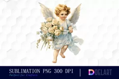 Watercolor Vintage Cupid Clipart, Illustration PNG Product Image 1