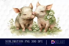 Watercolor Animal Couple Clipart, PNG Product Image 1