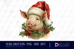 Watercolor Christmas Vintage Farm Clipart, Sublimation Art Product Image 1