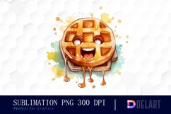 Watercolor Waffle Cartoon Face Sublimation Art Product Image 1