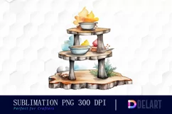 Watercolor Wood Tiered Tray PNG Clipart Product Image 1