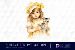 Watercolor Vintage Cute Baby Girl Exquisite Clipart Product Image 1