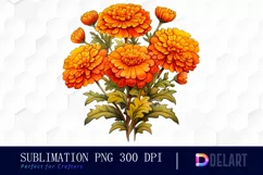 Watercolor Autumn Marigold Flowers Clipart Fun Product Image 1