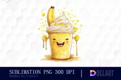 Watercolor Watercolor Cute Banana Milkshake Sublimation Product Image 1