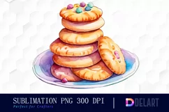 Watercolor Pastel Cookies on a PNG Clipart Product Image 1