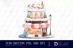 Watercolor Christmas Dessert Shop Clipart, Illustration PNG Product Image 1