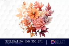 Watercolor Autumn Bouquet Flower Clipart, Illustration PNG Product Image 1
