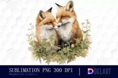 Watercolor Animal Couple Clipart, PNG Product Image 1