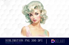 Watercolor Retro Pin Up Girl Clipart, PNG Set Product Image 1