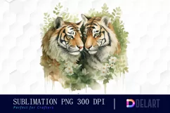 Watercolor Animal Couple Clipart, PNG Product Image 1