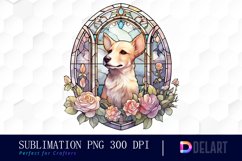 Watercolor Stained Glass Gothic Dog Clipart, PNG Set Product Image 1