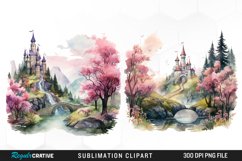 Watercolor Fairytale Landscapes PNG Set Clipart Product Image 1