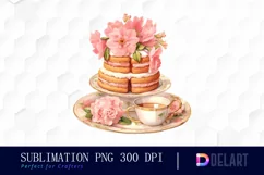 Watercolor Vintage Teacup Floral Sublimation Clipart Product Image 1
