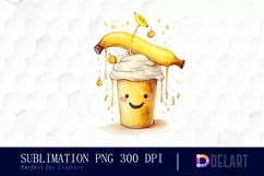 Watercolor Watercolor Cute Banana Milkshake Clipart Fun Product Image 1
