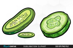 Cucumber Slice Watercolor Clipart Product Image 1