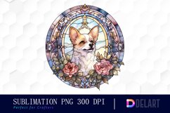 Watercolor Stained Glass Gothic Dog Clipart, Artwork Product Image 1