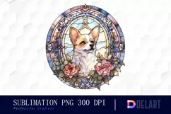 Watercolor Stained Glass Gothic Dog Clipart, Artwork Product Image 1