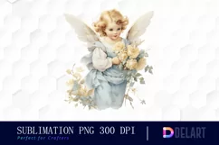 Watercolor Vintage Cupid Clipart, Illustration PNG Product Image 1