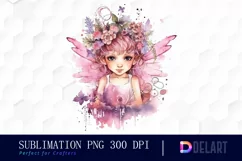 Watercolor Pink Child Fairy Sublimation Art Product Image 1
