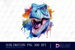 Watercolor Trex Children PNG Clipart Product Image 1