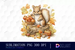 Watercolor Fall Woodland Animal Clipart, PNG Product Image 1