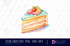 Watercolor Pastel of Slice of Cake Clipart Product Image 1