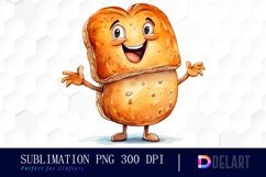 Watercolor Cartoon Bread Clipart Design Product Image 1