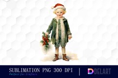 Watercolor Vintage Christmas Clipart, Sublimation Art Product Image 1