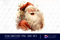 Watercolor Santa Claus Clipart, PNG Product Image 1