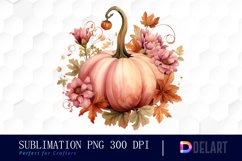 Watercolor Pink Witch and Garden Patch Clipart, PNG Set Product Image 1