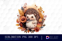 Little Hedgehog Watercolor Clipart PNG Product Image 1