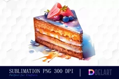 Watercolor Pastel of Slice of Cake Sublimation Art Product Image 1