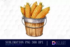 Autumn Bucket of Corn Clipart PNG Product Image 1